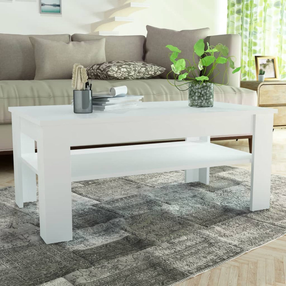 vidaXL Table basse en bois d'ingénierie 110x65x48 cm Blanc