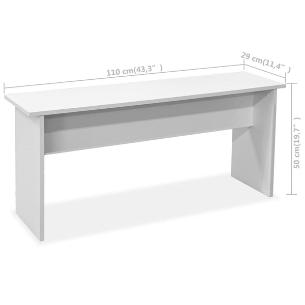 vidaXL Ensemble de salle à manger 3 pcs Table et bancs Bois d'ingénierie Blanc