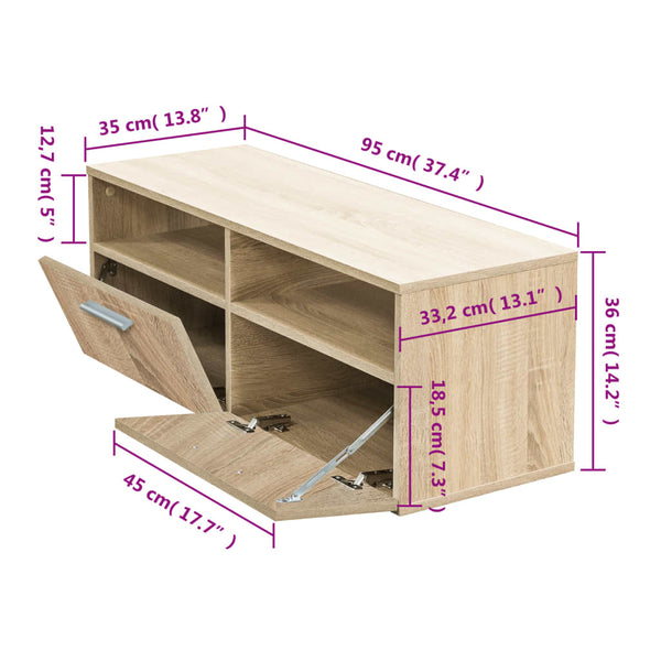 TV-Schrank Holzwerkstoff 95x35x36 cm Eiche