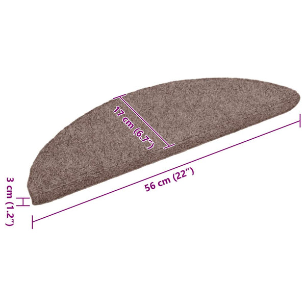 Stufenmatten Selbstklebend 15 Stk. 56x17x3 cm Hellbraun Halbrund