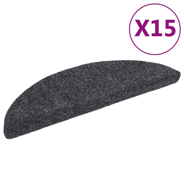 Stufenmatten Selbstklebend 15 Stk. 56x17x3 cm Dunkelgrau Halbrund