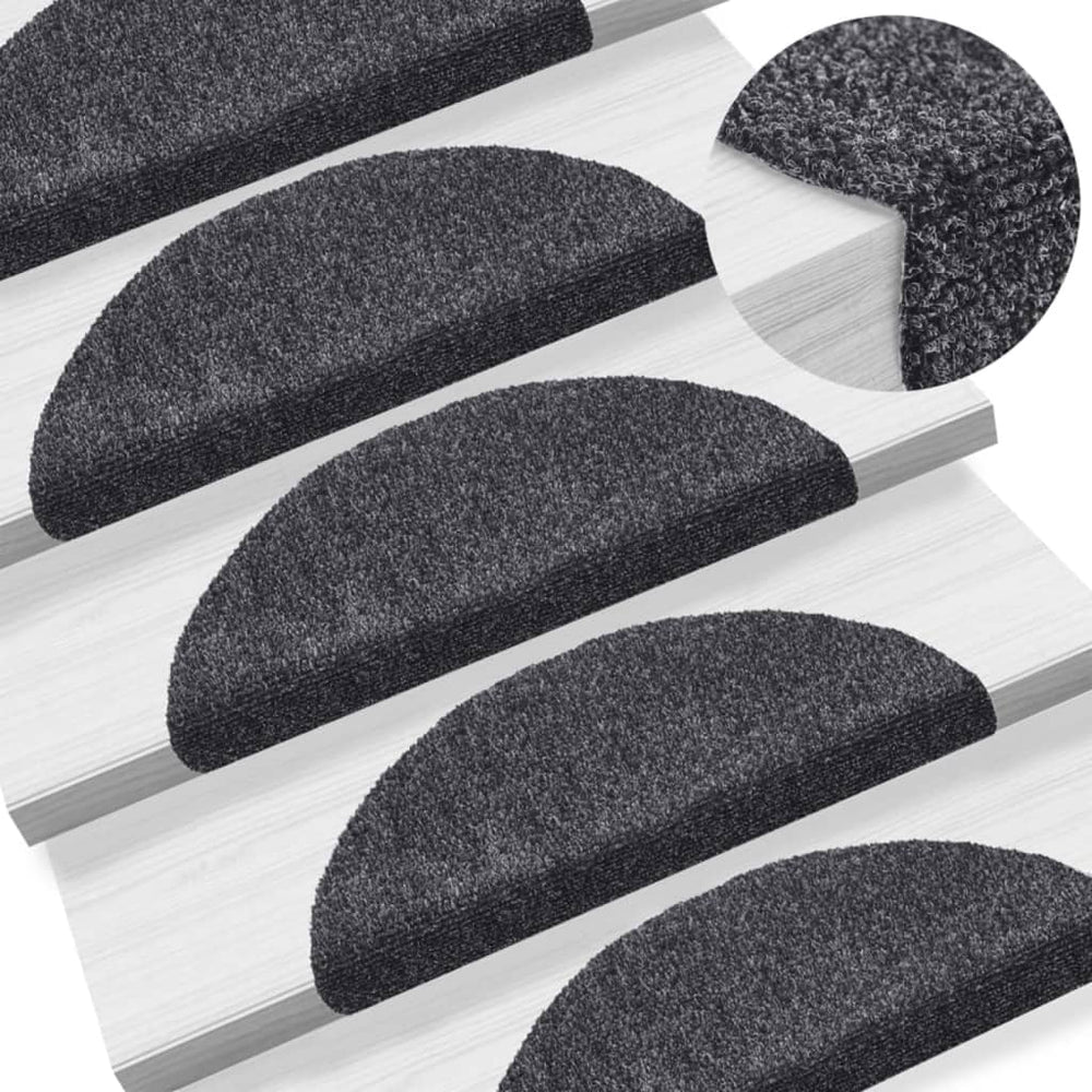 Stufenmatten Selbstklebend 15 Stk. 56x17x3 cm Dunkelgrau Halbrund