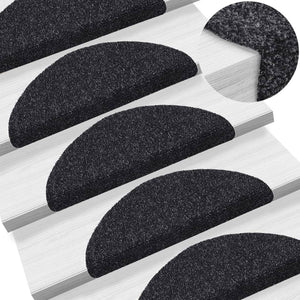 Stufenmatten Selbstklebend 15 Stk. 56x17x3 cm Schwarz Halbrund