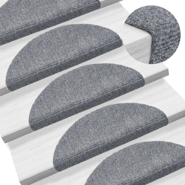Stufenmatten Selbstklebend 15 Stk. 56x17x3 cm Hellgrau Halbrund