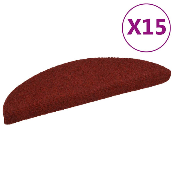 Stufenmatten Selbstklebend 15 Stk. 56x17x3 cm Bordeauxrot Halbrund