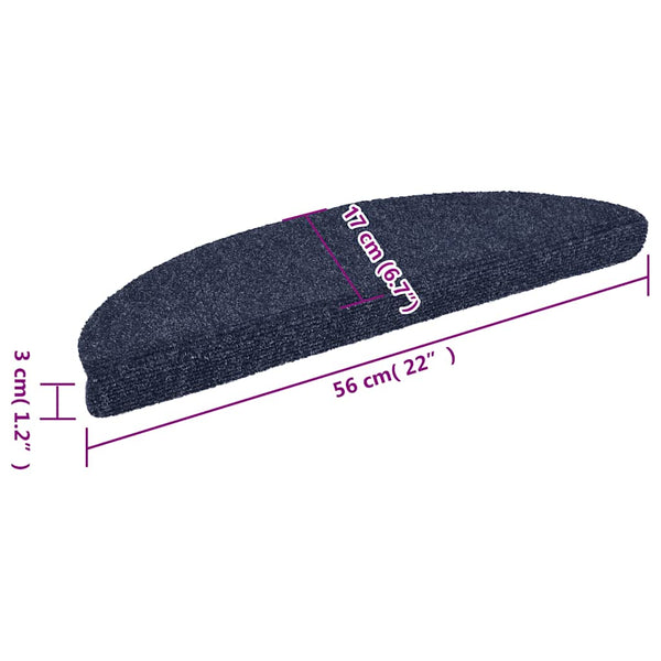 Stufenmatten Selbstklebend 15 Stk. 56x17x3 cm Blau Halbrund