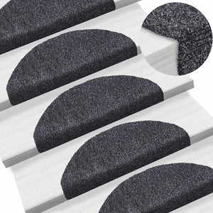Stufenmatten Selbstklebend 15 Stk. 65x21x4 cm Dunkelgrau Halbrund Groß
