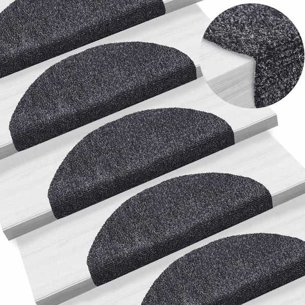 Stufenmatten Selbstklebend 15 Stk. 65x21x4 cm Dunkelgrau Halbrund Groß