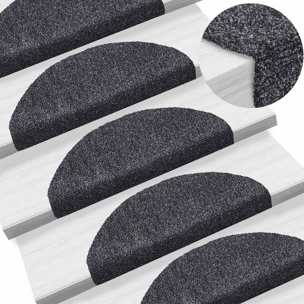 Stufenmatten Selbstklebend 15 Stk. 65x21x4 cm Dunkelgrau Halbrund Groß