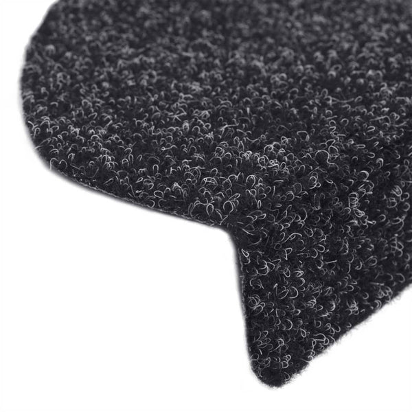Stufenmatten Selbstklebend 15 Stk. 65x21x4 cm Schwarz Halbrund Groß