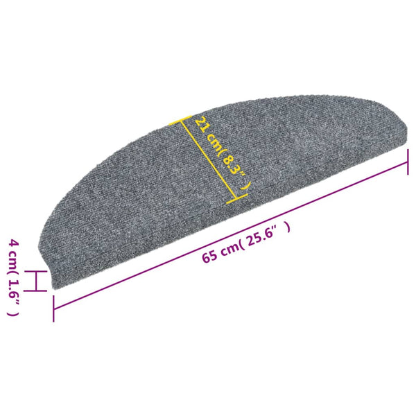 Stufenmatten Selbstklebend 15 Stk. 65x21x4 cm Hellgrau Halbrund Groß