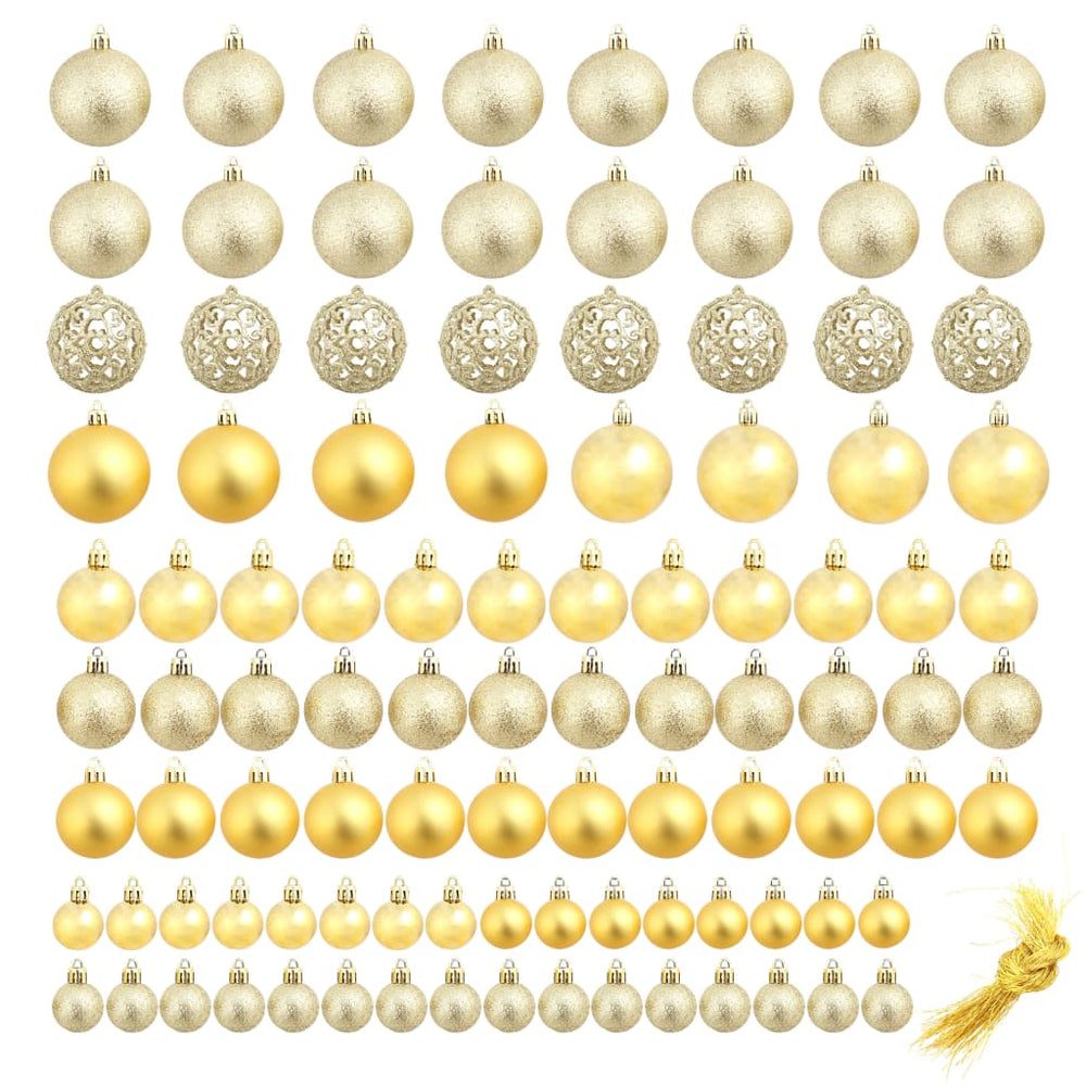 100-tlg. Weihnachtskugel-Set 3/4/6 cm Golden