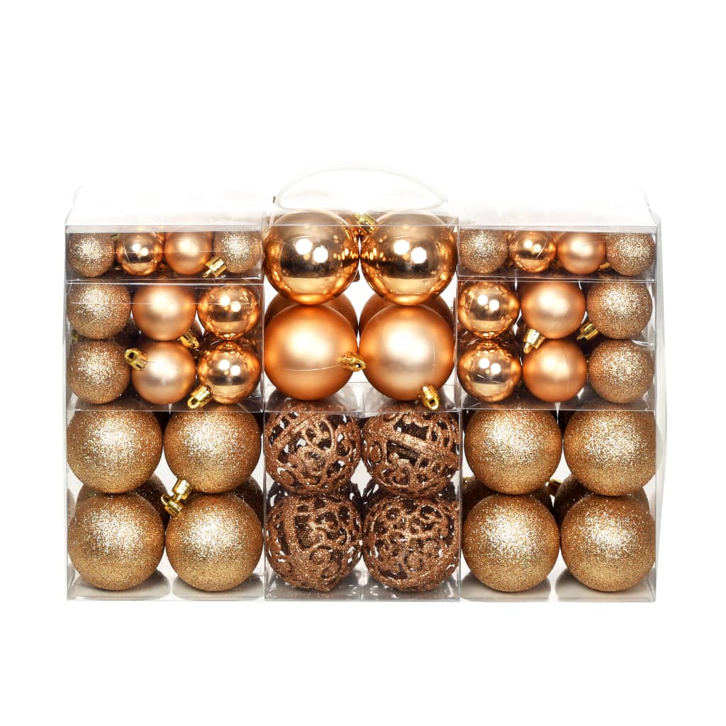 vidaXL Lot de 100 boules de Noël 3/4/6 cm Or rose