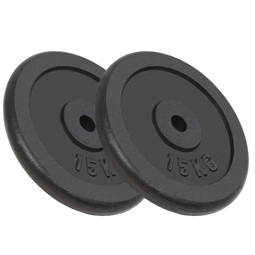2 x 15 kg Hantelscheiben aus Gusseisen