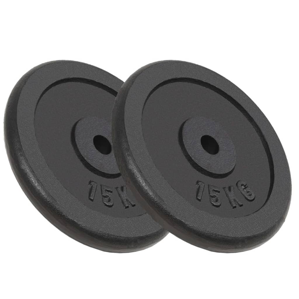 2 x 15 kg Hantelscheiben aus Gusseisen