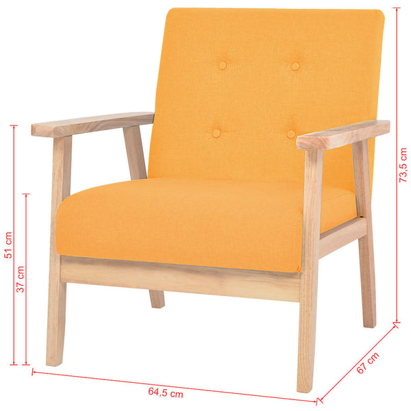 Sofagarnitur 3-tlg. Stoff Gelb