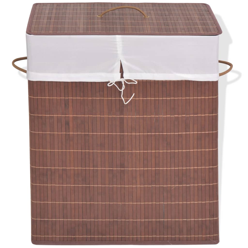 vidaXL Panier à linge rectangulaire en bambou marron