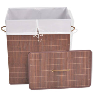 vidaXL Panier à linge rectangulaire en bambou marron