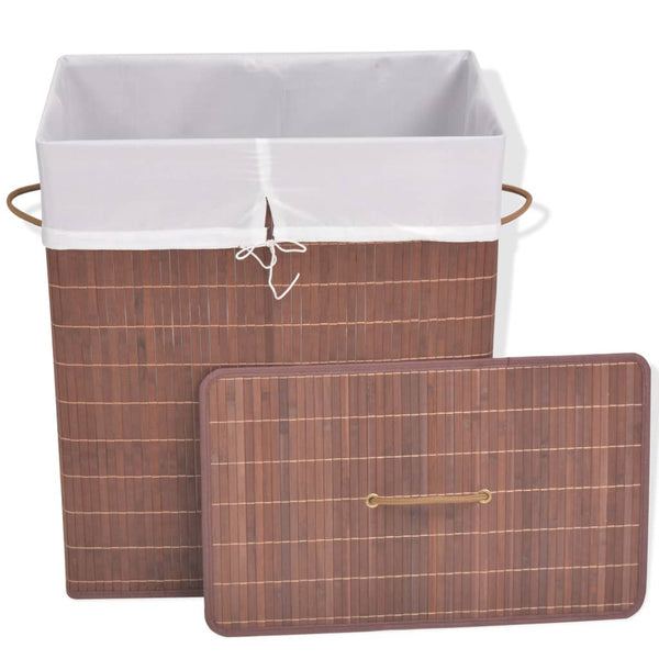 vidaXL Panier à linge rectangulaire en bambou marron