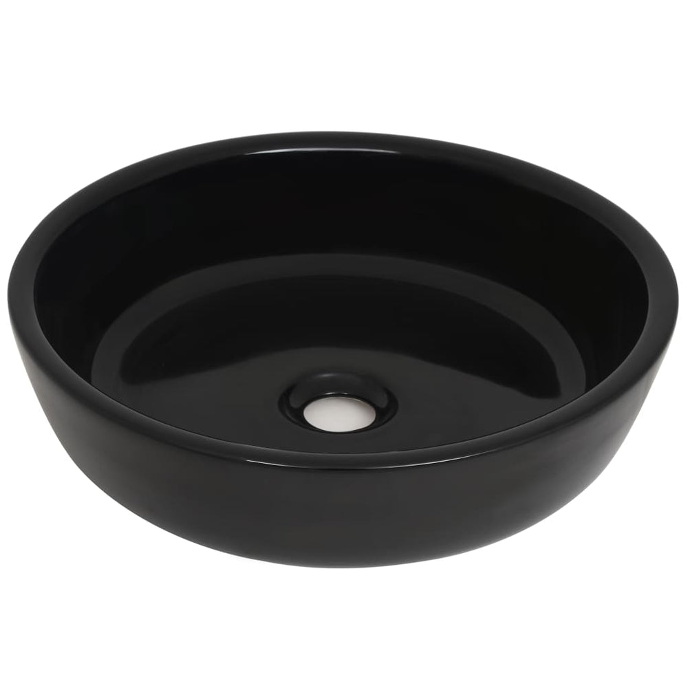 Waschbecken Keramik Rund Schwarz 42x12 cm