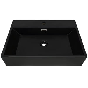 Waschbecken mit Hahnloch Keramik Schwarz 76 x 42,5 x 14,5 cm