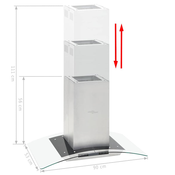 vidaXL Hotte îlot 90 cm LCD Tactile 756 m³/h LED
