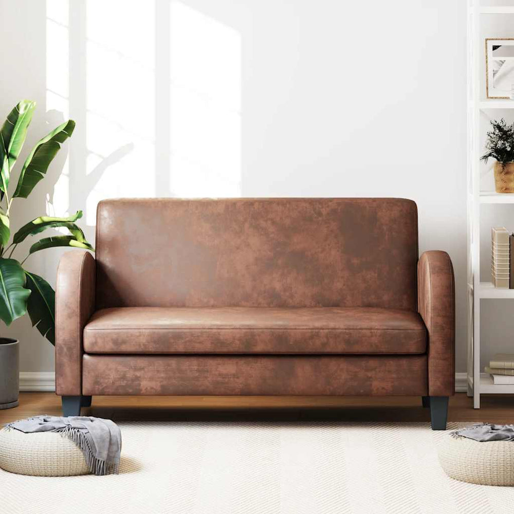 Sofa 2-Sitzer Wildleder-Optik Braun