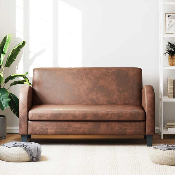 Sofa 2-Sitzer Wildleder-Optik Braun
