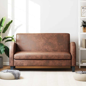 Sofa 2-Sitzer Wildleder-Optik Braun