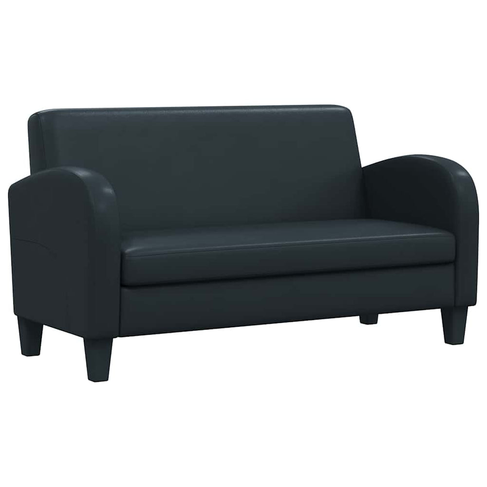 Sofa 2-Sitzer Kunstleder Schwarz