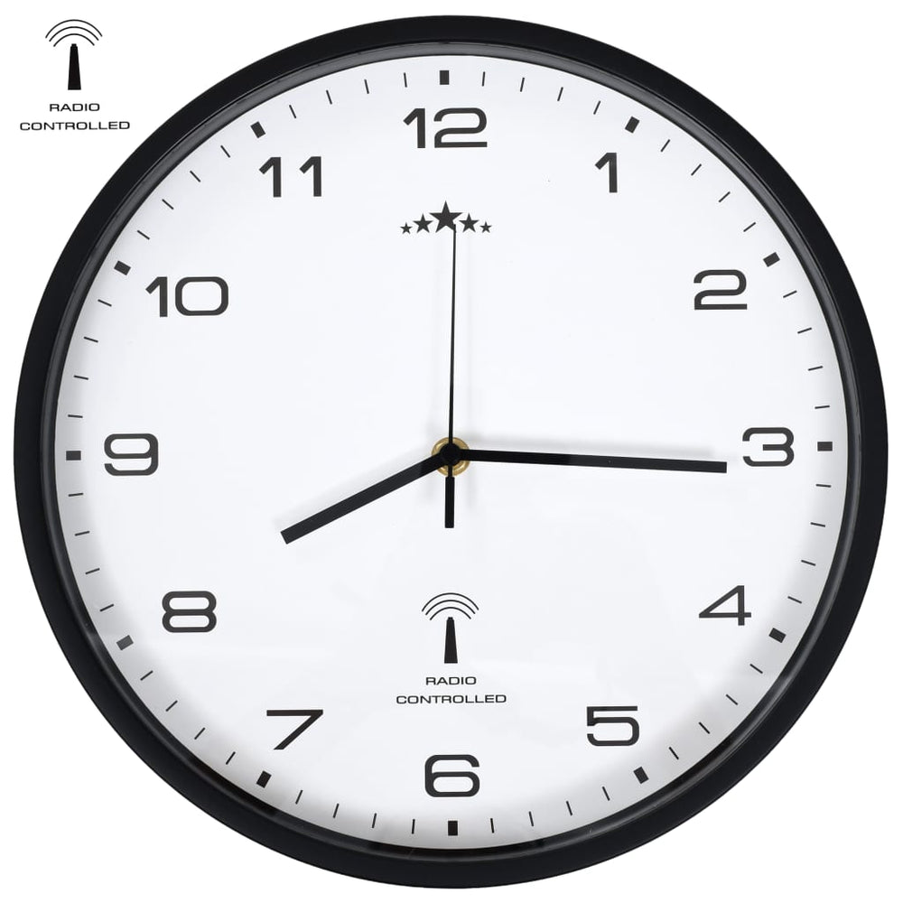 vidaXL Radio-Controlled Wall Clock Quartz Movement 31 cm White & Black