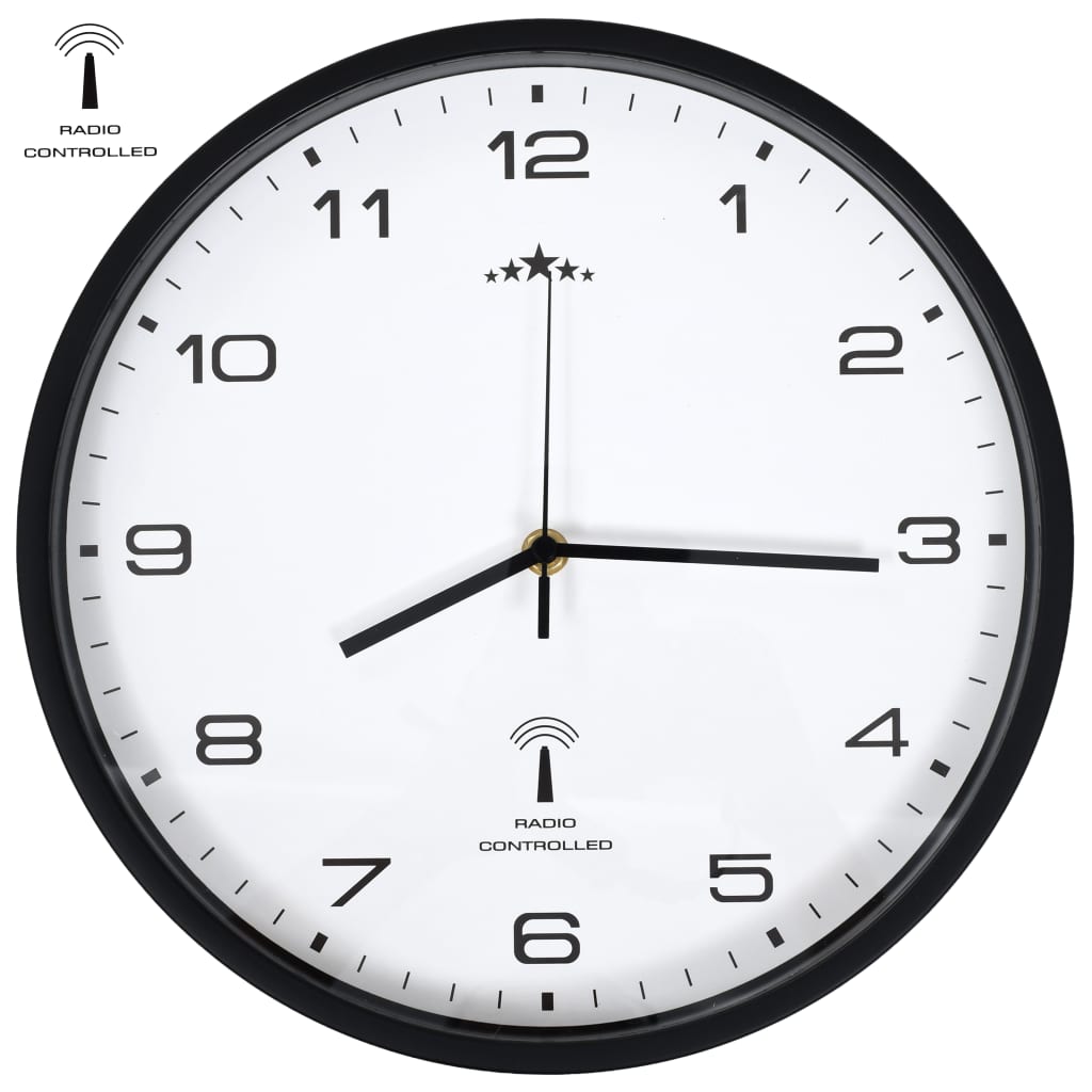 Funk Wanduhr Quarz 31cm Weiß/Schwarz