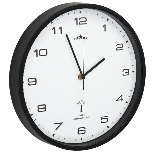 Funk Wanduhr Quarz 31cm Weiß/Schwarz