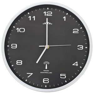 Schwarze Funkwanduhr, 31 cm