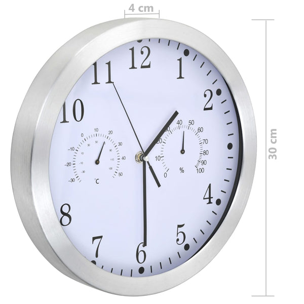 Wanduhr mit Thermometer & Hygrometer, 30 cm