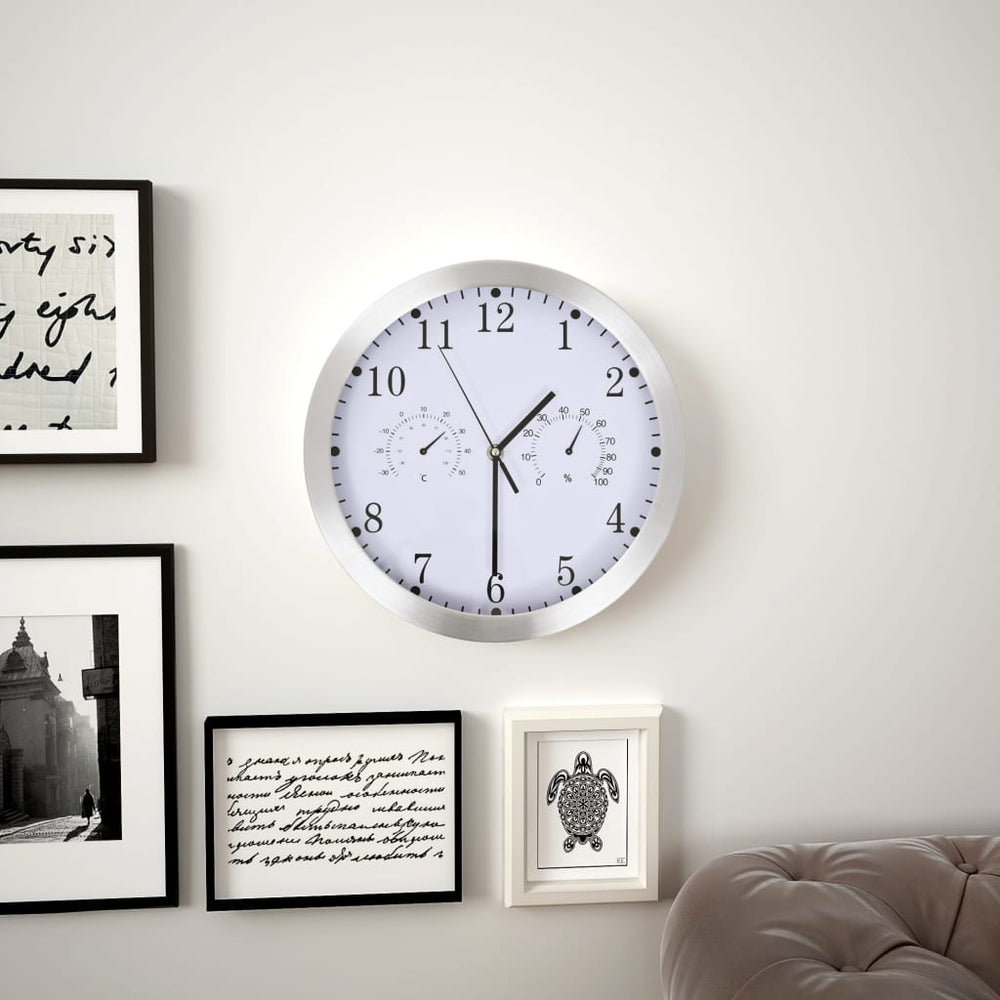 Wanduhr mit Thermometer & Hygrometer, 30 cm