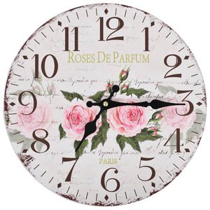 Vintage Wanduhr Blumenmuster 30 cm