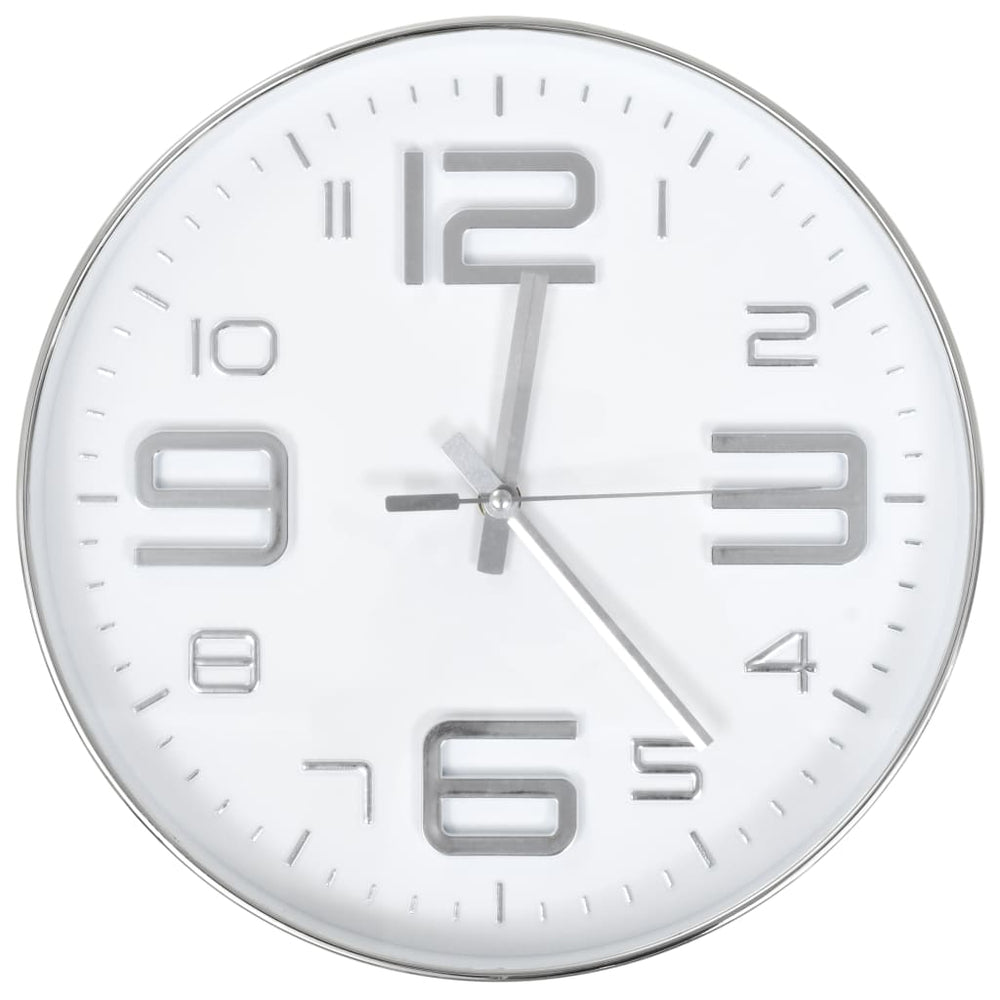 Silberne Wanduhr, 30 cm