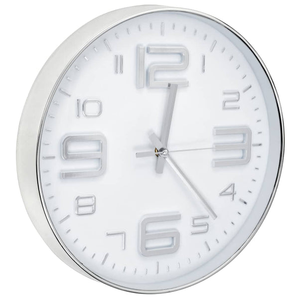 Silberne Wanduhr, 30 cm