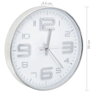 Silberne Wanduhr, 30 cm
