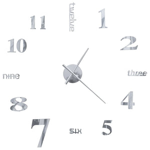 XXL 3D Wanduhr Silber 100cm