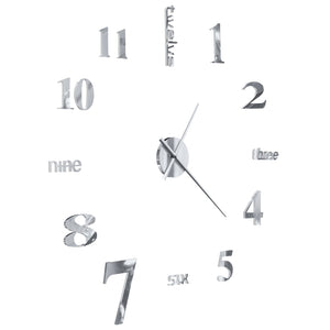 XXL 3D Wanduhr Silber 100cm