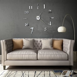 XXL 3D Wanduhr Silber 100cm