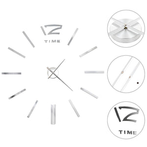 XXL 3D Wanduhr Silber 100cm