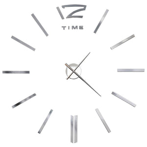 XXL 3D Wanduhr Silber 100cm
