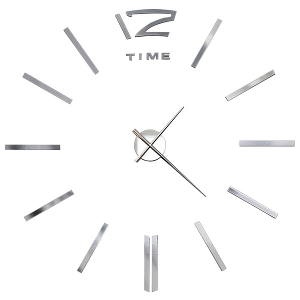 XXL 3D Wanduhr Silber 100cm