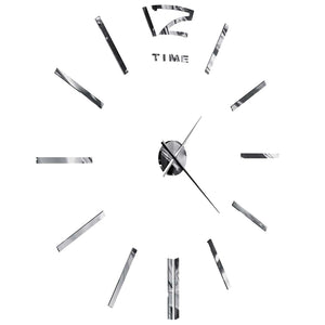 XXL 3D Wanduhr Silber 100cm