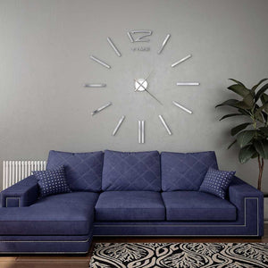 XXL 3D Wanduhr Silber 100cm