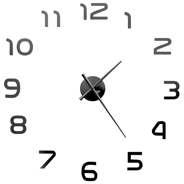 XXL 3D Wanduhr 100cm Modern Schwarz