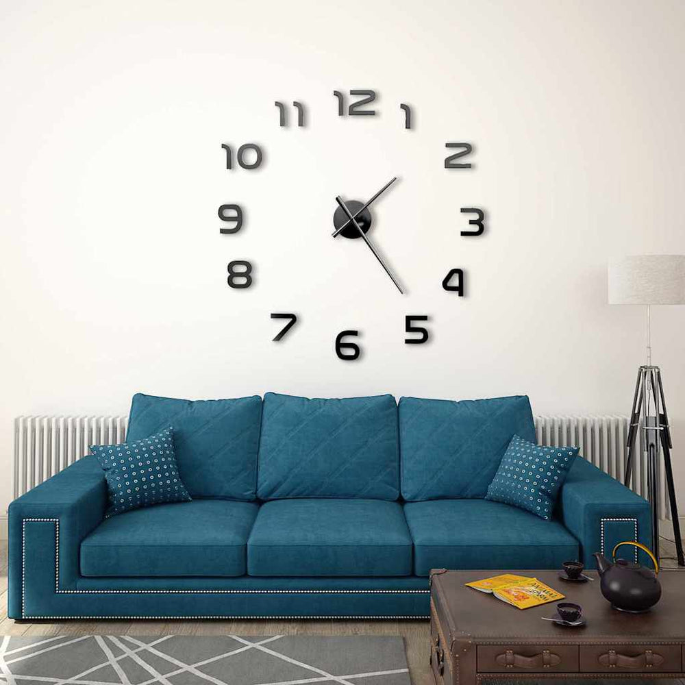 XXL 3D Wanduhr 100cm Modern Schwarz